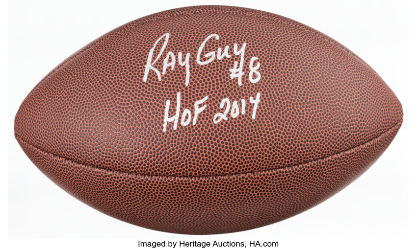 Ray Guy Signed Football. Football Collectibles Balls