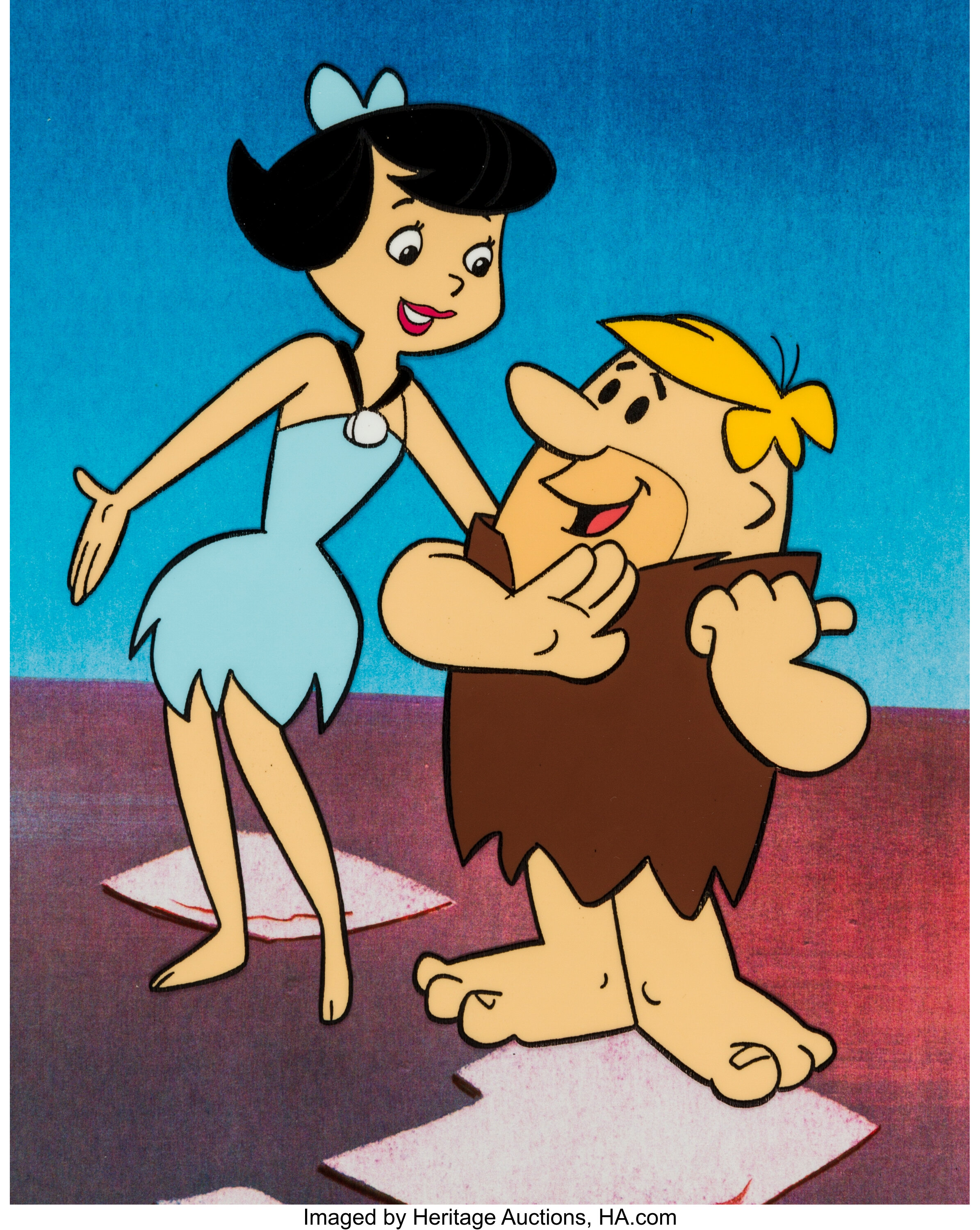 Mid-Century Era Barney and Betty Rubble of 'The Flintstones