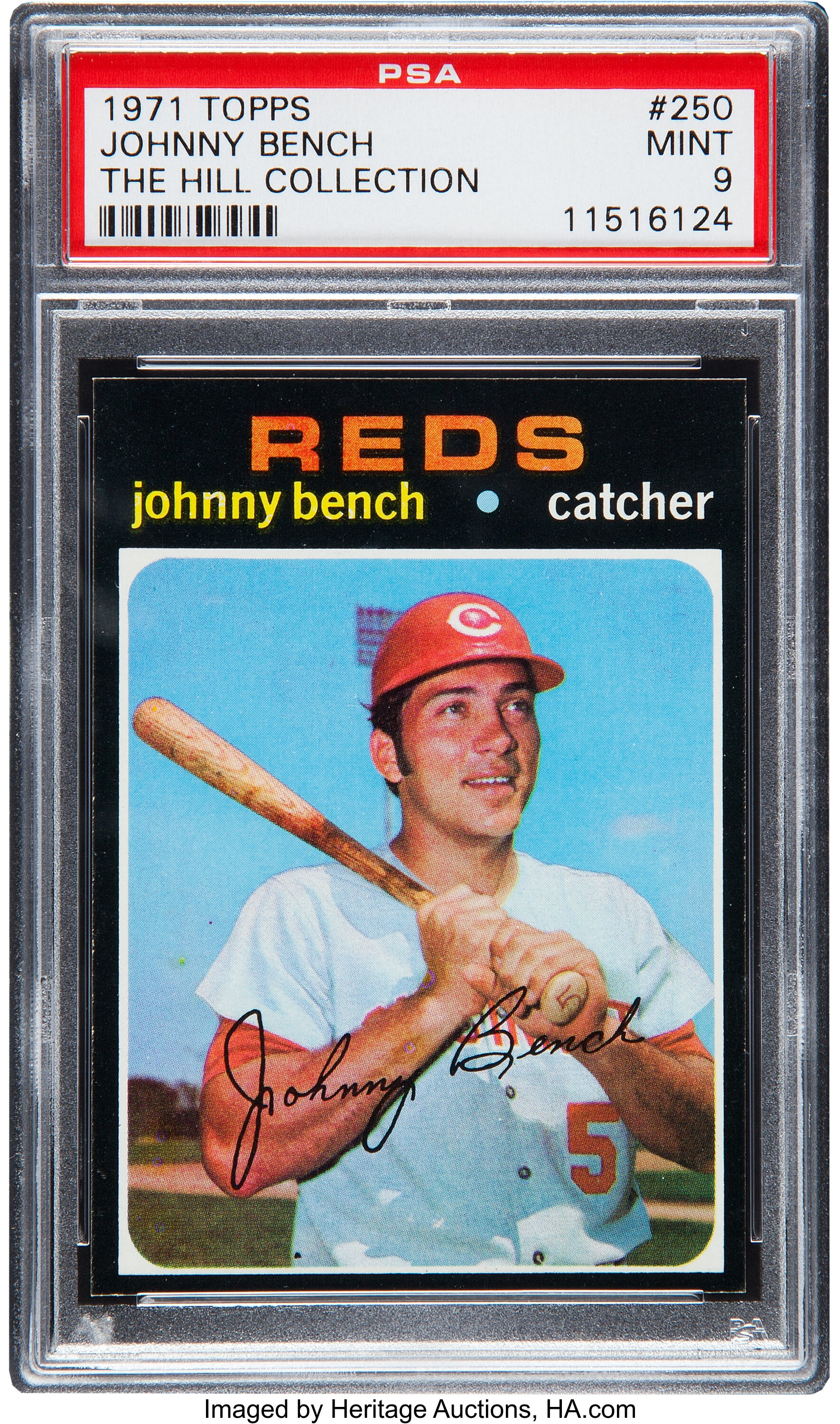 1971 Topps Johnny Bench #250 PSA Mint 9. Baseball Cards Singles, Lot  #82176