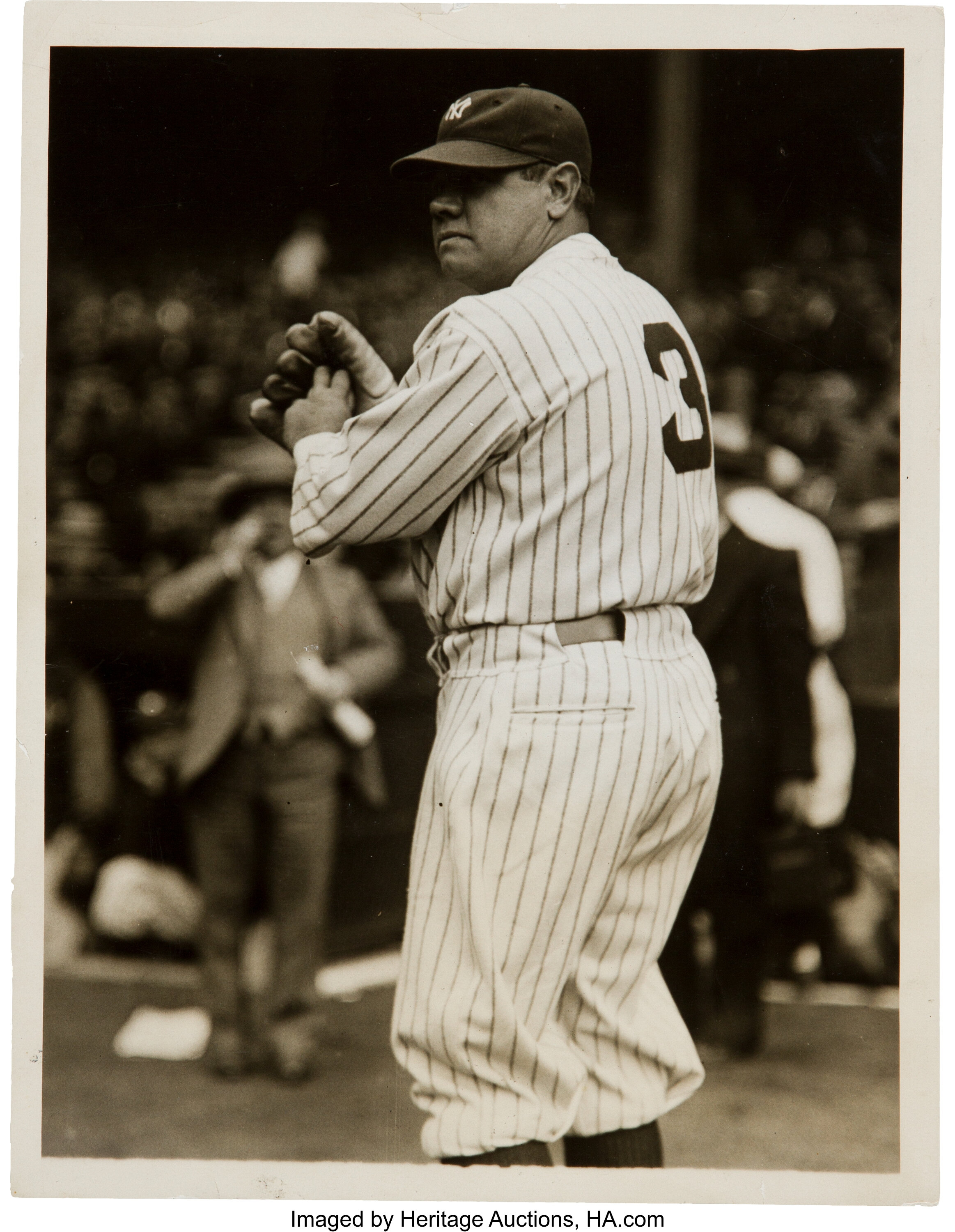 1929 Babe Ruth Original News Photograph, First Time Wearing Number, Lot  #81046
