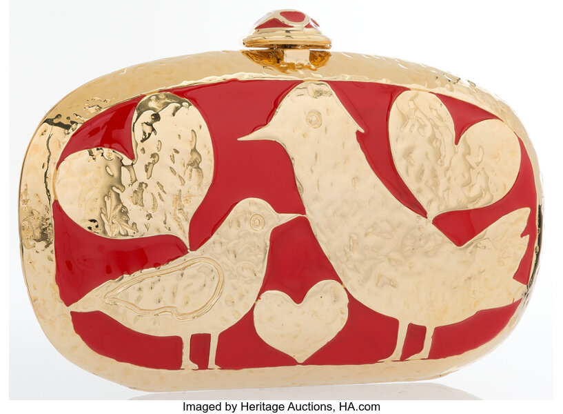 Sold at Auction: LA REGALE RED SULK CLUTCH/ SHOULDER BAG