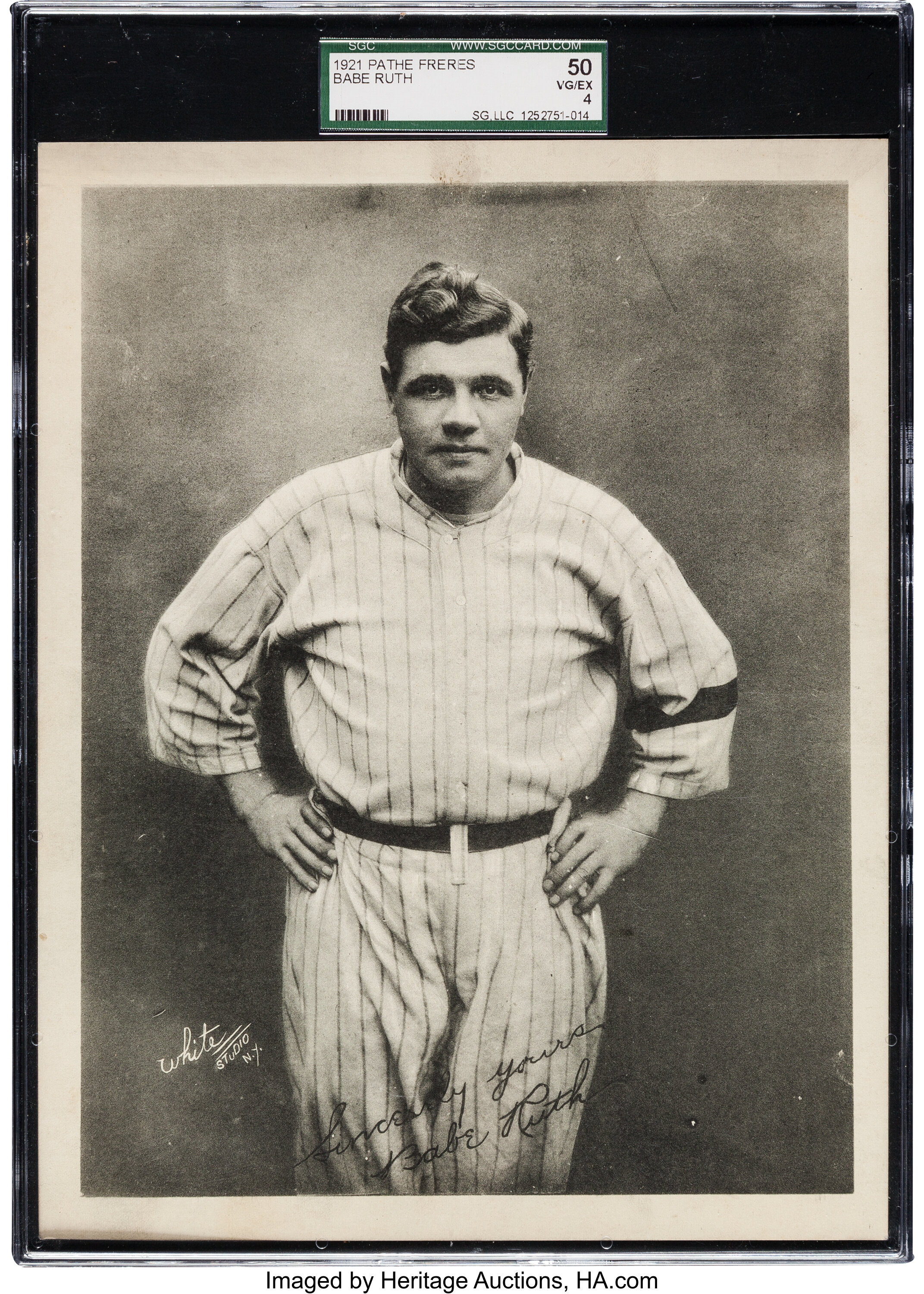 1920 Babe Ruth Type 1 photo used for his 1921 and 1923 exhibit