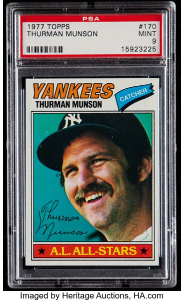 1977 Topps Thurman Munson #170 PSA Mint 9. Baseball Cards, Lot #86385