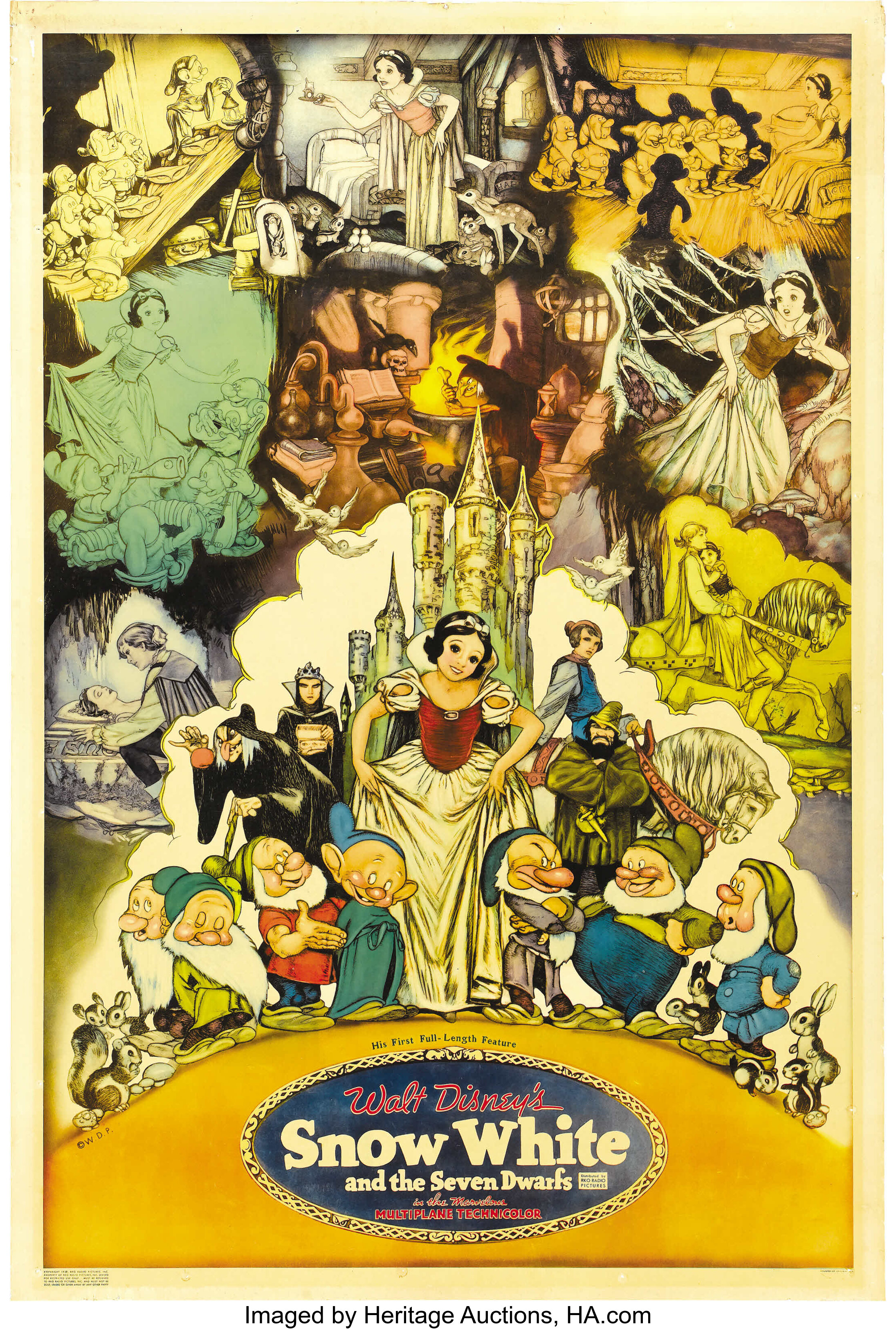 Snow White And The Seven Dwarfs Rko 1937 Poster 40 X 60 Lot