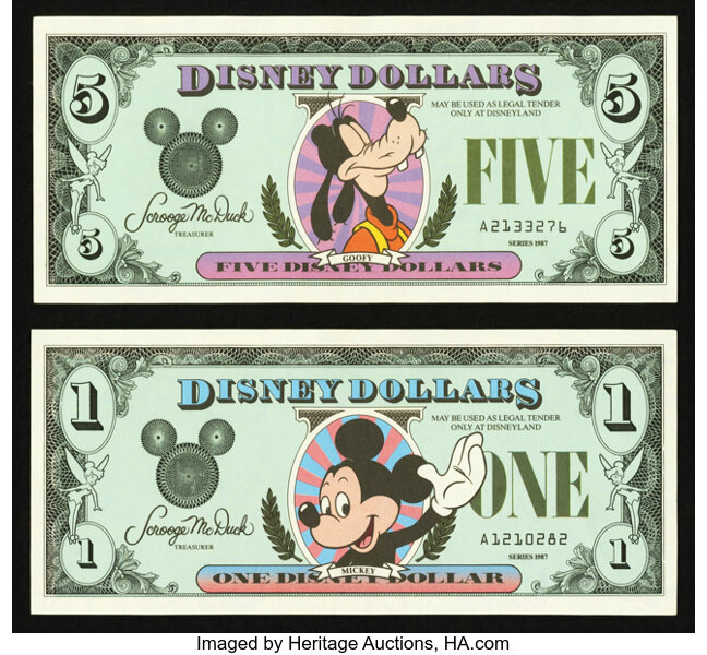 Disney Dollars 1987..  (Total: 2 notes) Miscellaneous Other 