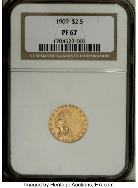 At Auction: 1910 2 1/2 Dollar Gold Indian Coin