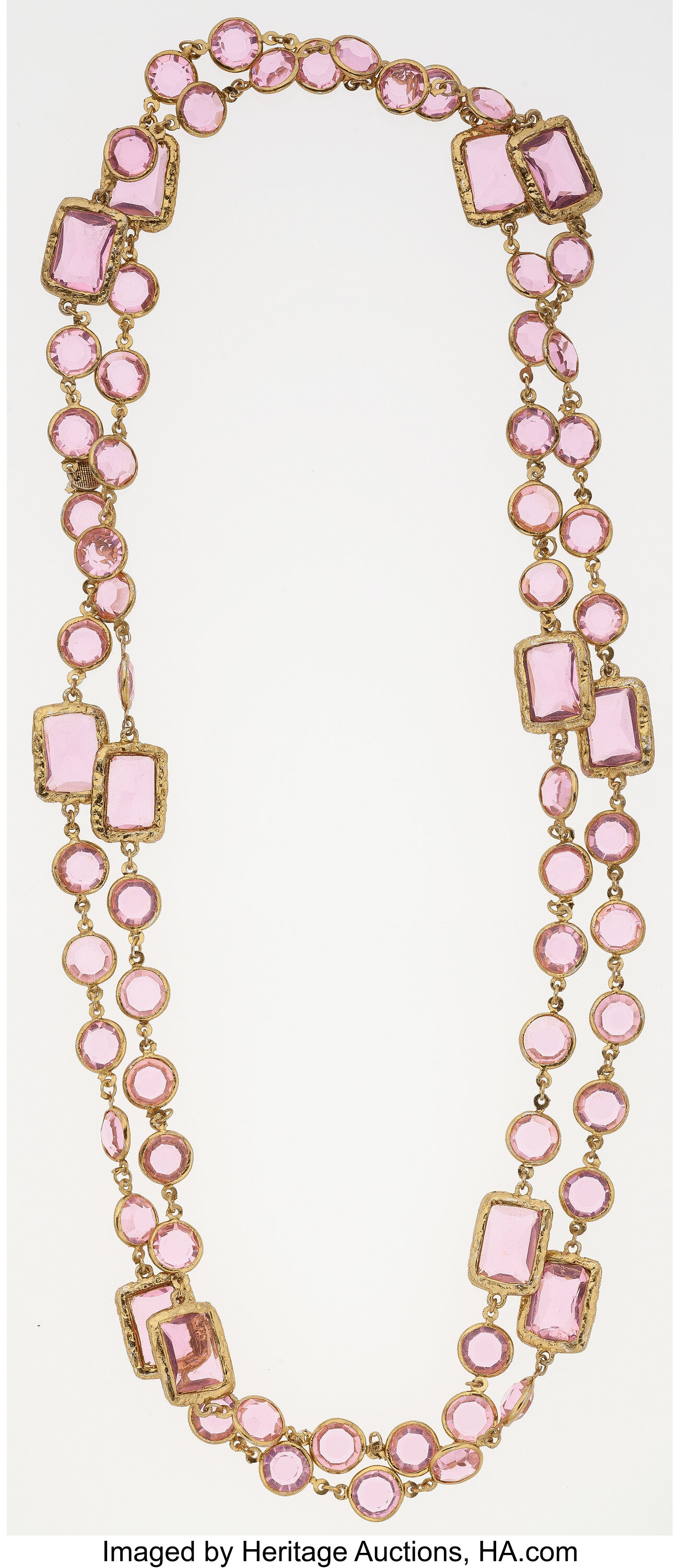 Vintage Chanel Pink Glass, Rhinestone Jewelry Suite.
