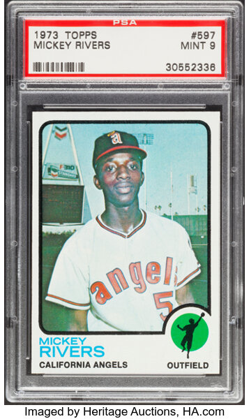 1973 Topps Mickey Rivers #597 PSA Mint 9. Baseball Cards Singles, Lot  #84086