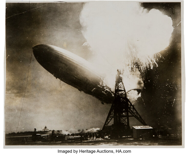 1937 The Hindenburg Disaster Original News Photograph Psa - 