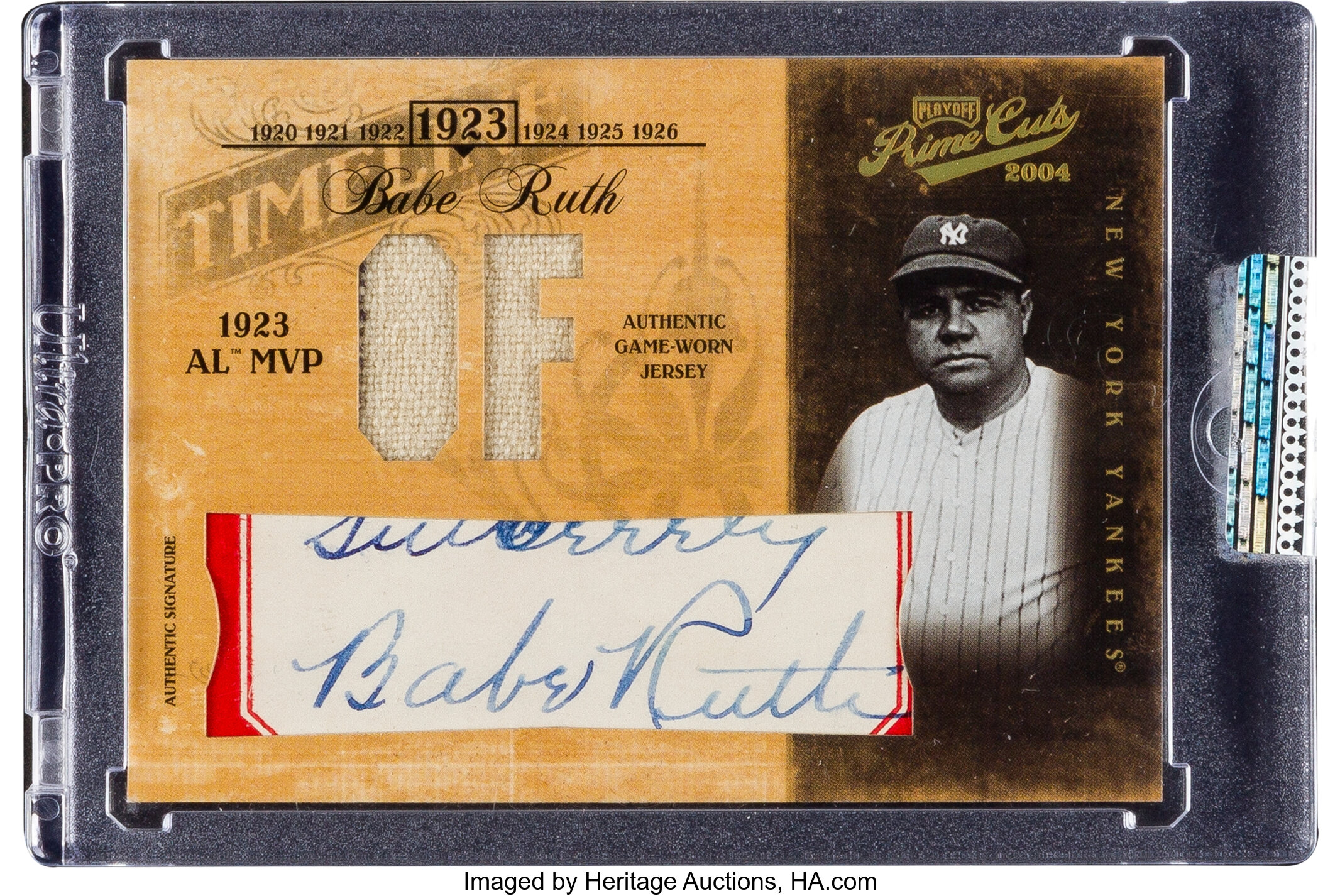 2004 Playoff Prime Cuts Babe Ruth Signed Jersey Card 1/1. , Lot #12040