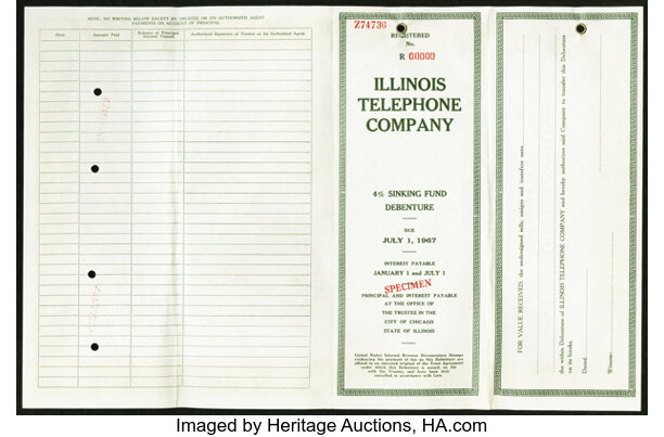 Illinois Telephone Company 4 Sinking Fund Debenture Due