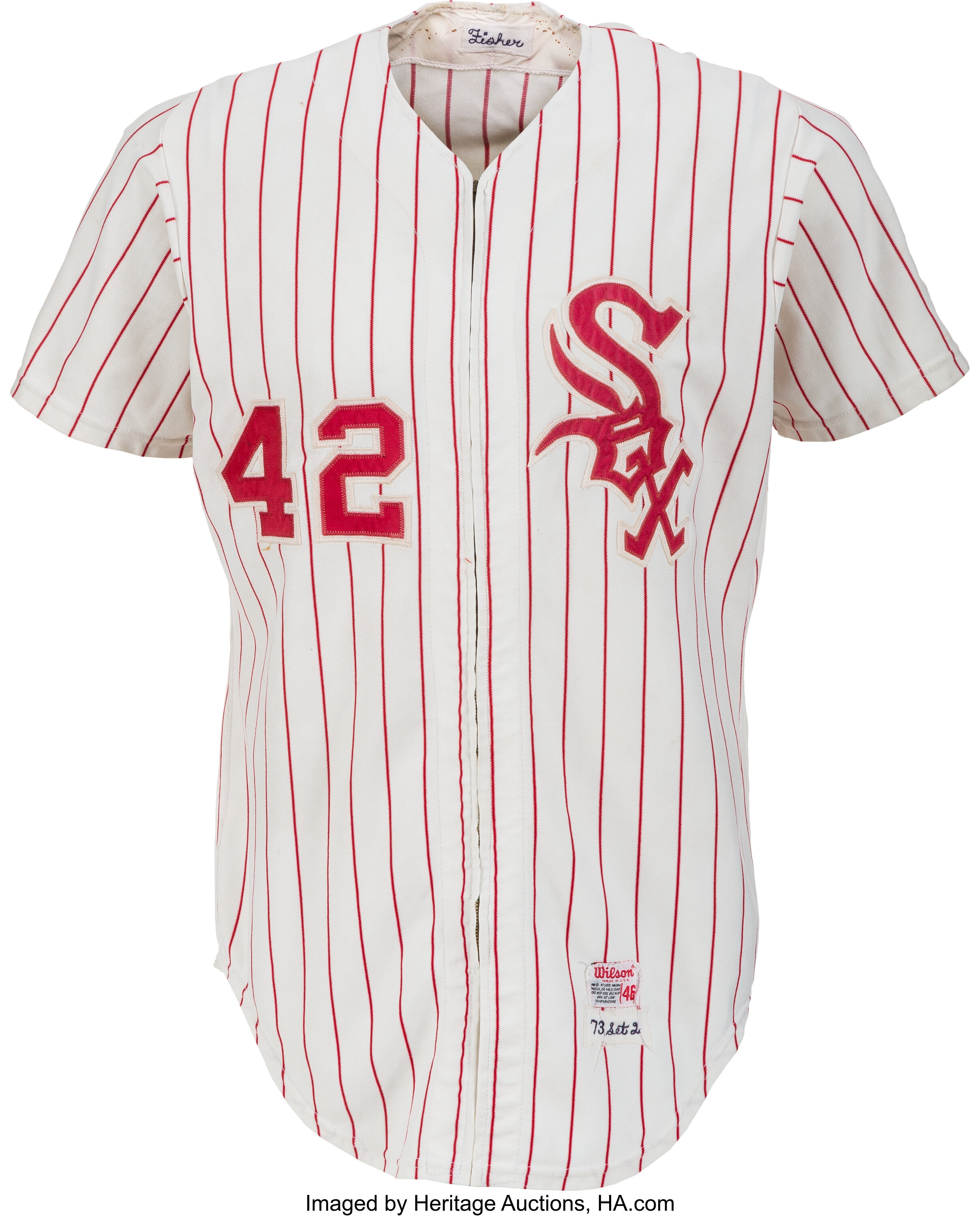 Chicago White Sox Jersey Throwback 1973 Red Pinstripes SGA Sewn