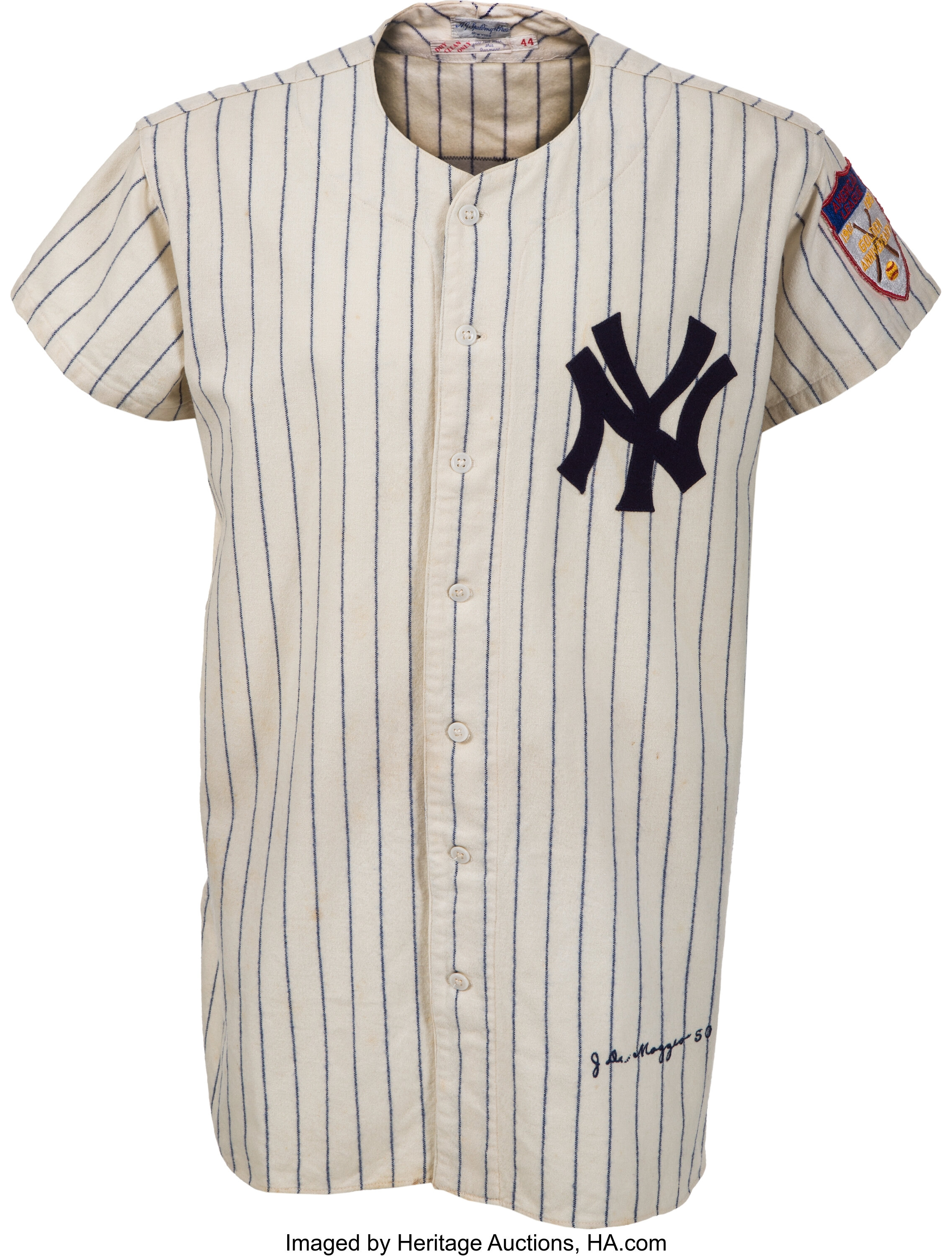 Lot Detail - Early 1940s Joe DiMaggio New York Yankees Game-Used Home  Pinstripe Flannel Jersey (Possibly Worn In '41—The 56-Game Hitting Streak,  MVP & World Championship Season)