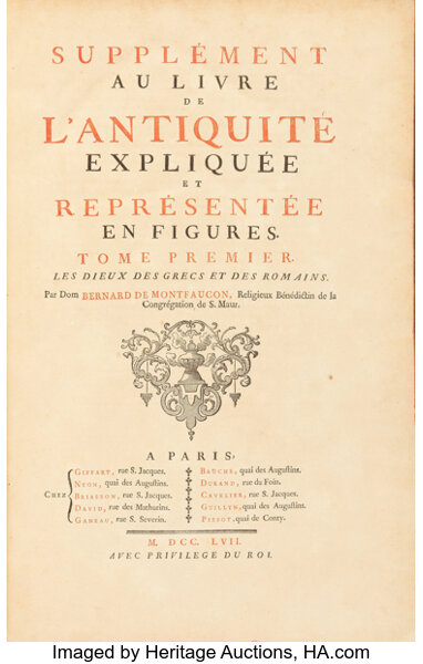 Bernard de Montfaucon. Supplément au livre de l'antiquité