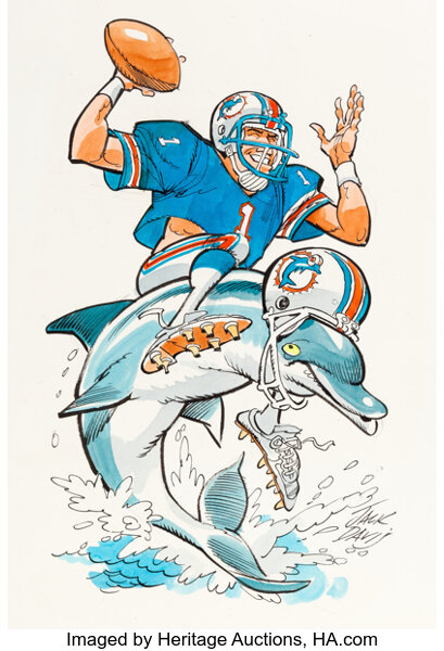 NFL Miami Dolphins 1966 uniform original art – Heritage Sports Art