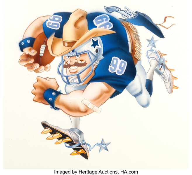 Jack Davis - Dallas Cowboys Football Illustration For Sale at