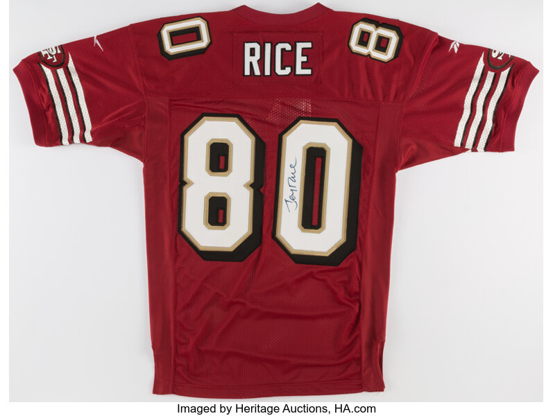 Jerry Rice Autographed Red San Francisco Jersey - Beautifully