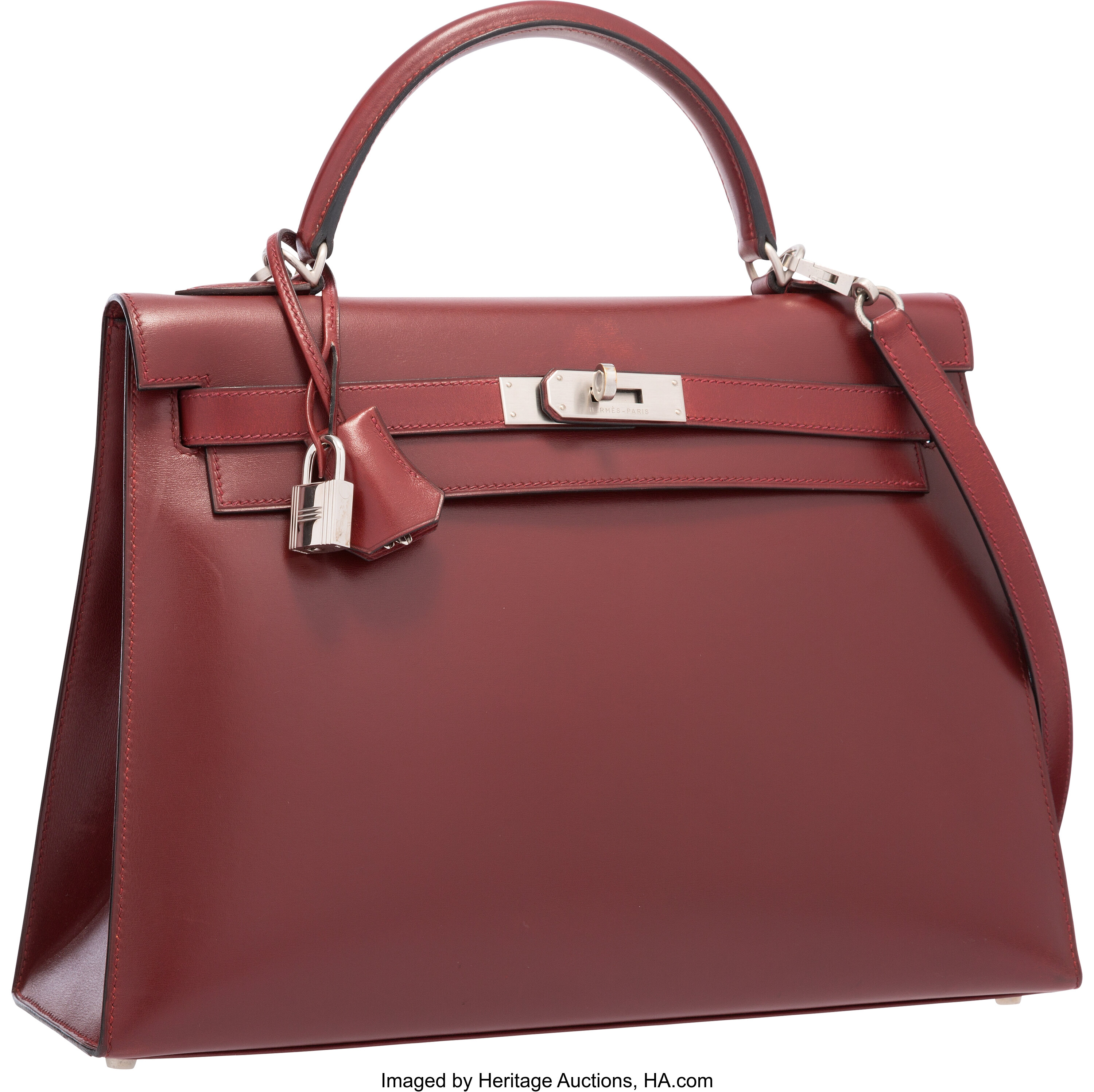 Hermes Rouge H Box Leather Sellier Birkin Handbag