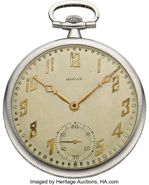 Marvin Swiss Platinum Diamond Pocket Watch circa 1915