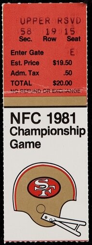 1981 NFC Championship Game The Catch Ticket Stub. Football, Lot  #43127