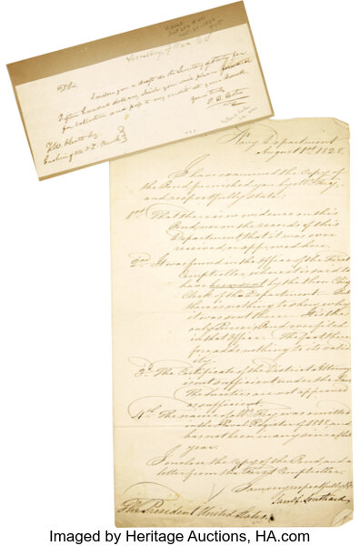 John Quincy Adams Cabinet Members Signatures As Follows Lot