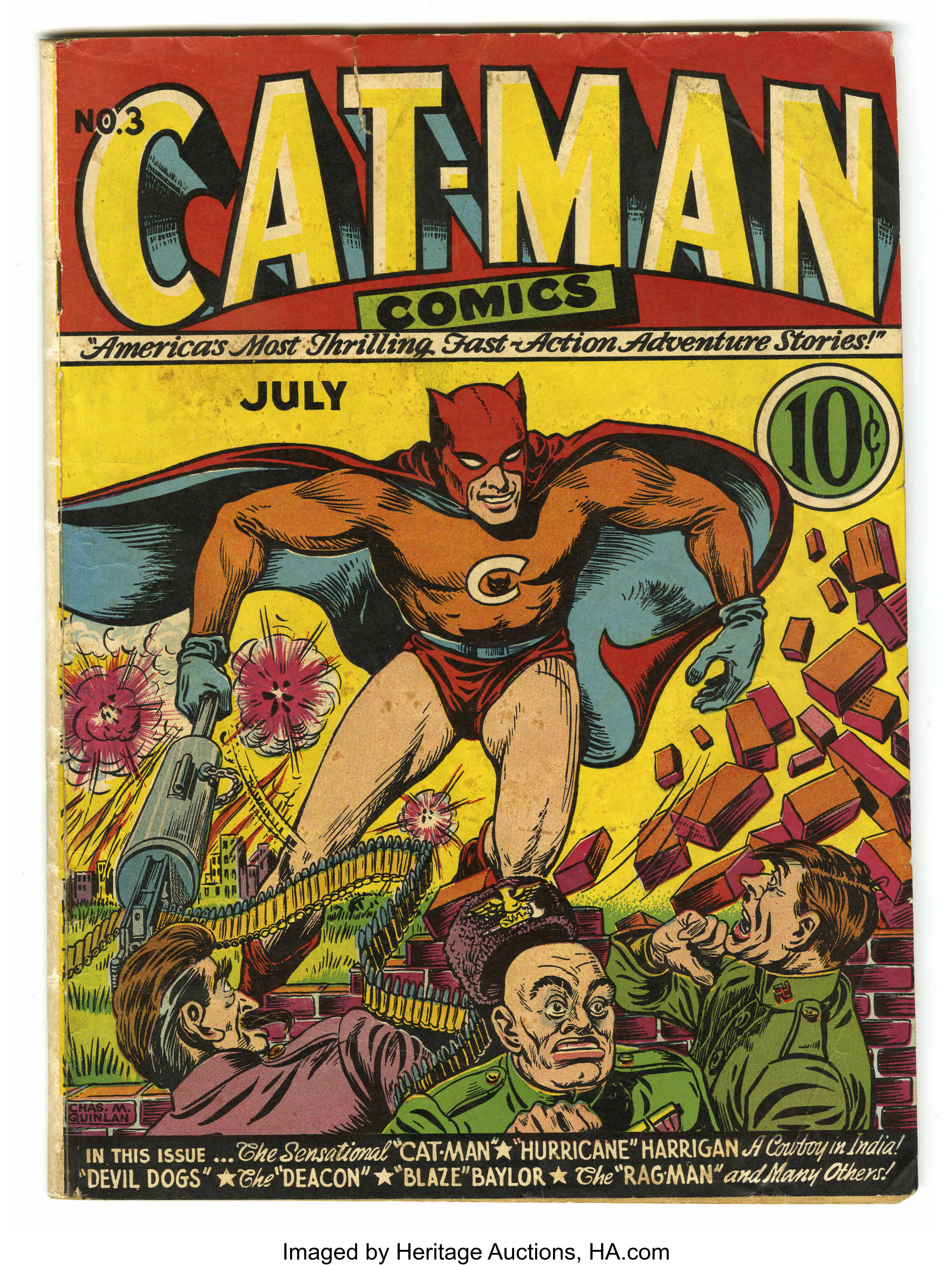 Cat-Man Comics Vol.10 1940's Superhero Comic Cover | Art Print