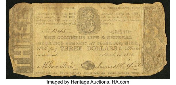 Columbus Ms The Columbus Life General Insurance Company At Lot 82149 Heritage Auctions