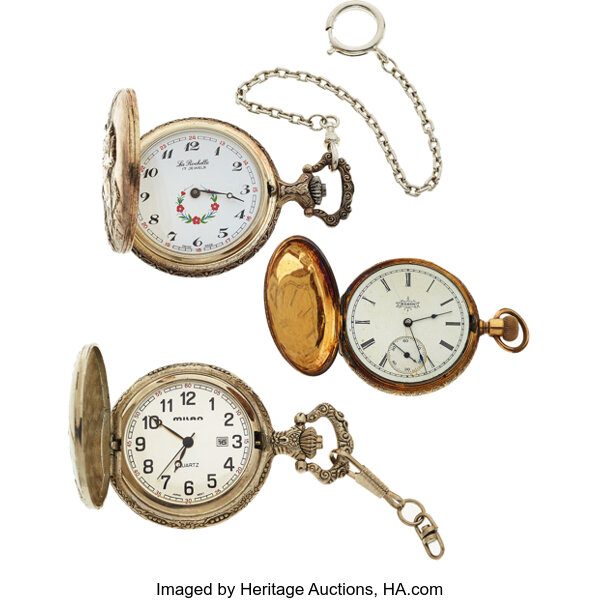 Le Rochelle Milan 14k Elgin Hunter Case Pocket Watches