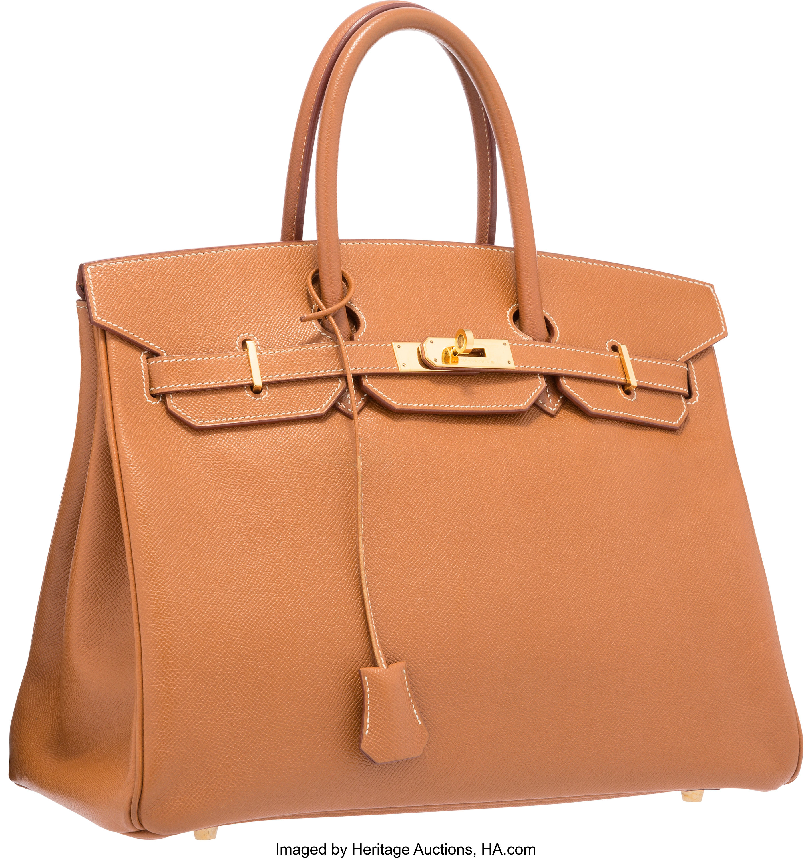 Hermes HAC 32cm Gold Brown Ardennes Leather with Gold Plated