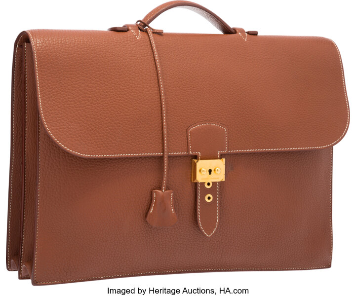 Hermes Sac a Depeches Briefcase Havane Fjord Dark Brown Leather