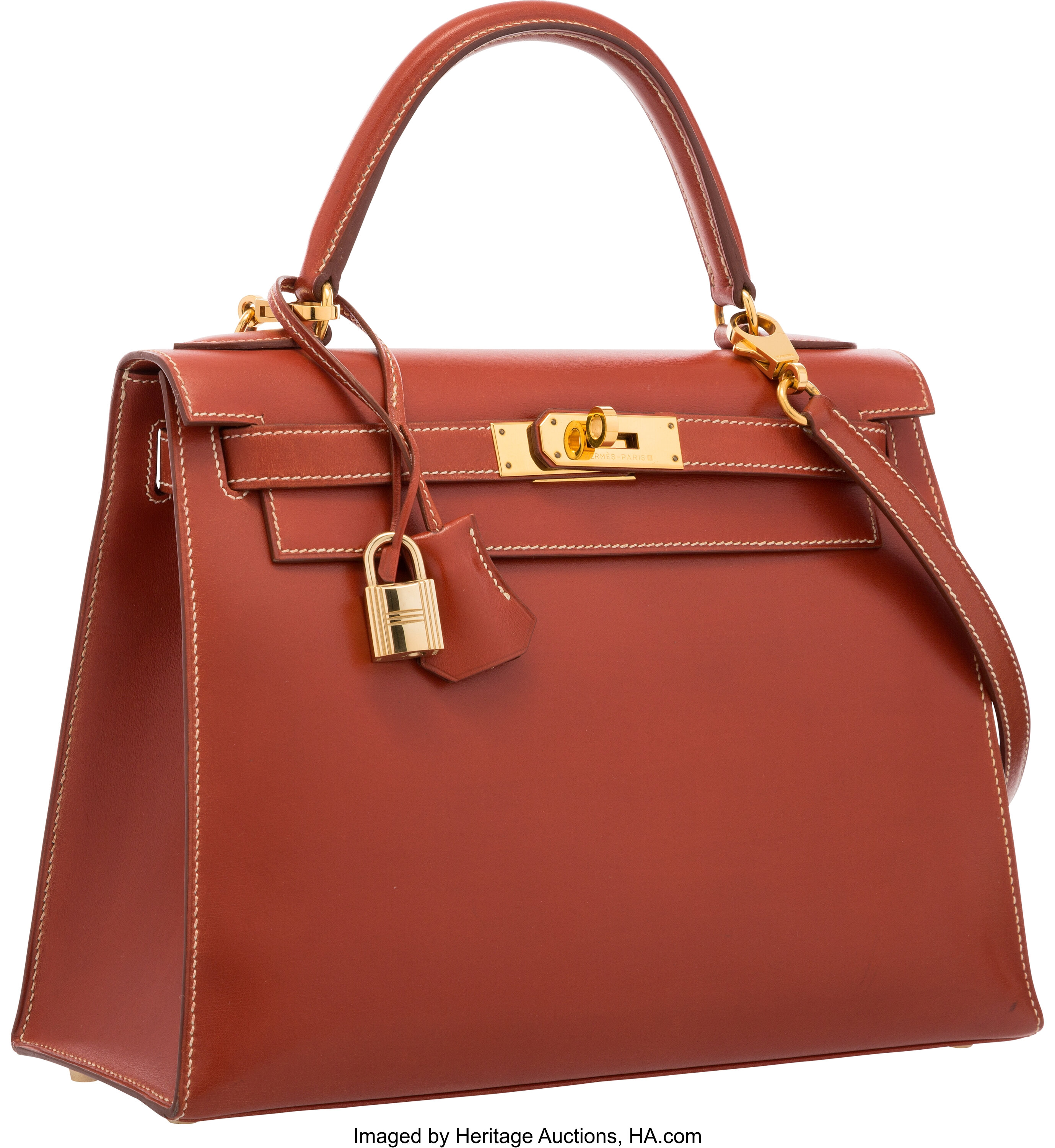 Hermes Brown/Beige Canvas And Box Calf Leather Gold Hardware