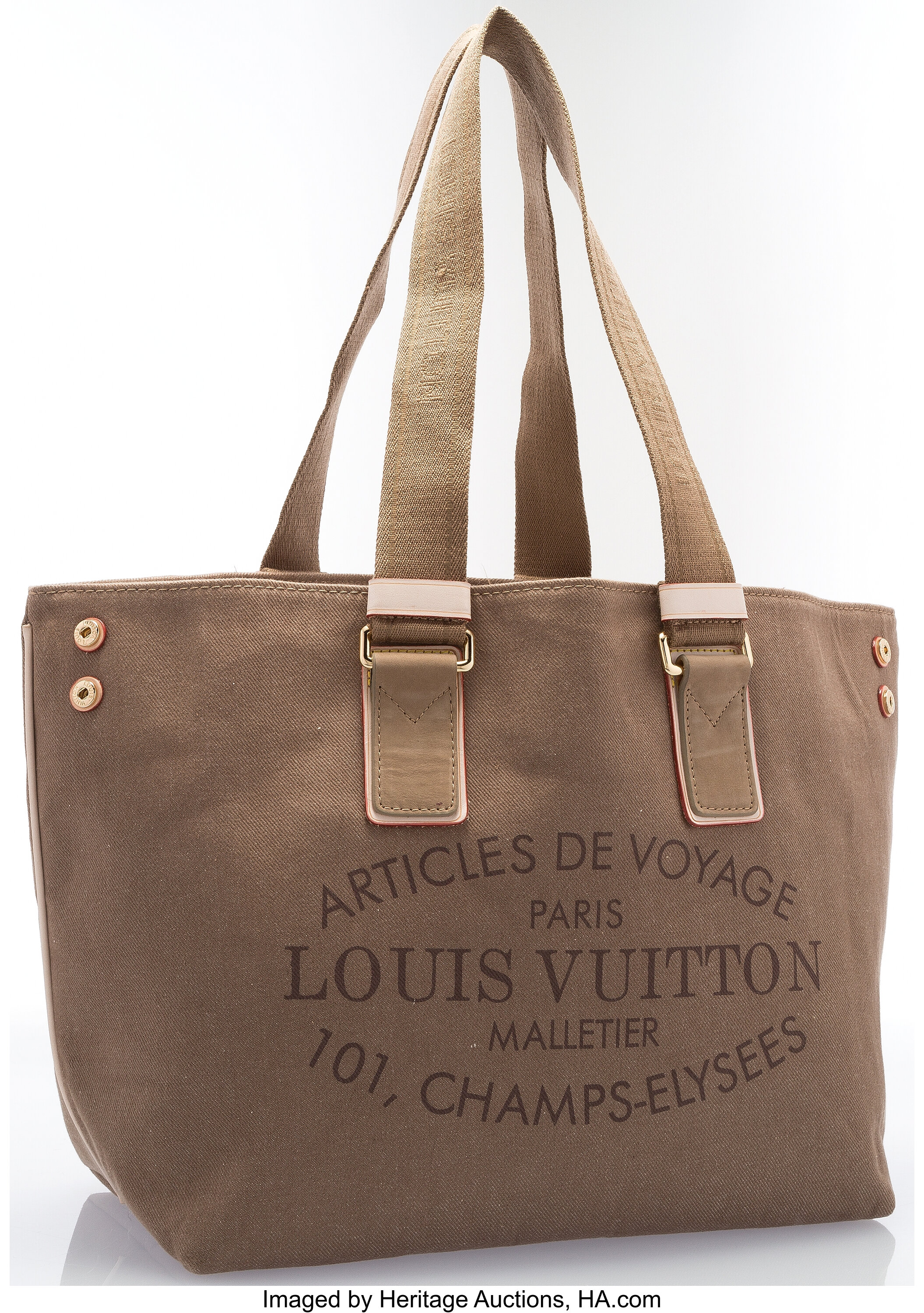 Louis Vuitton Olive Green Canvas Articles de Voyage Tote Bag. | Lot ...