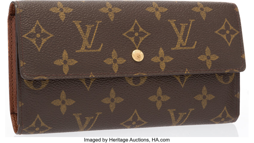 Louis Vuitton Classic Monogram Canvas Sarah Wallet. Very Good, Lot #17015