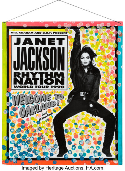 Janet Jackson Rhythm Nation World Tour 1990 Poster Signed to and