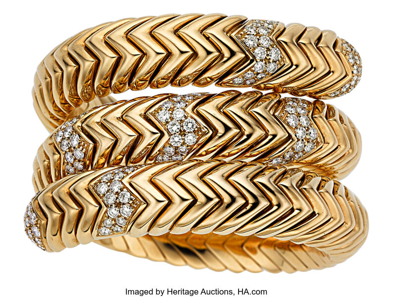 Diamond, Gold Bracelet, Bvlgari. ... Estate Jewelry Bracelets | Lot #54022  | Heritage Auctions