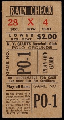 1951 New York Giants vs. Brooklyn Dodgers Playoff Game Ticket, Lot #41127