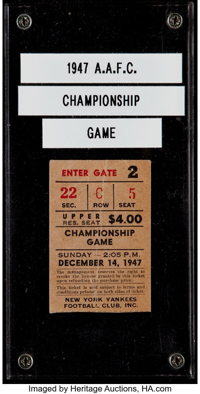 1946 AAFC NFL Championship Game Ticket PSA 10 Superbowl Cleveland