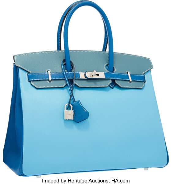 Hermes Birkin Bag 30cm SO Horseshoe Stamped Bi-Color Blue Jean and
