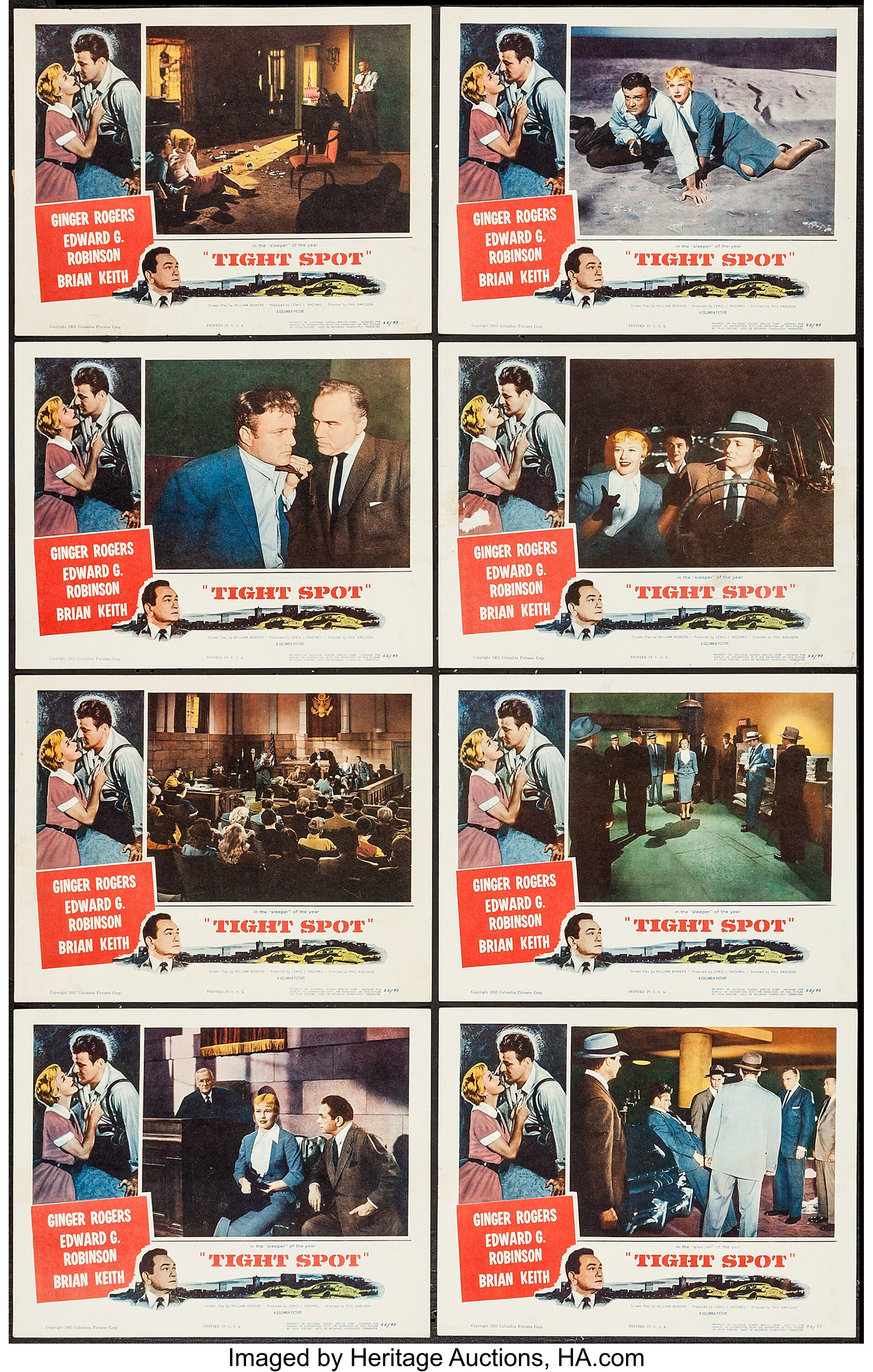 Tight Spot (Columbia, 1955). Lobby Card Set of 8 (11