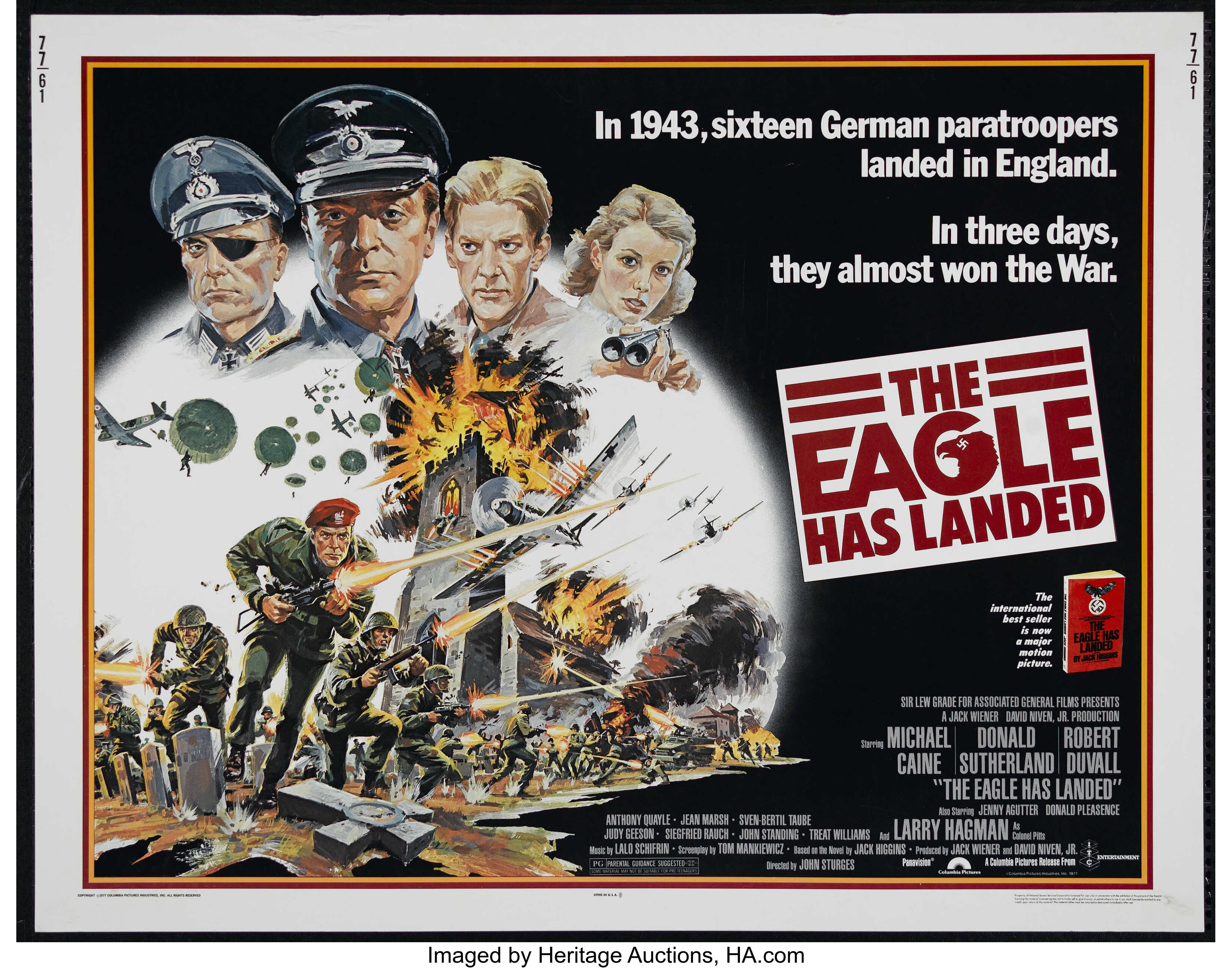 The Eagle Has Landed Columbia 1976 Half Sheet 22 X 28 War