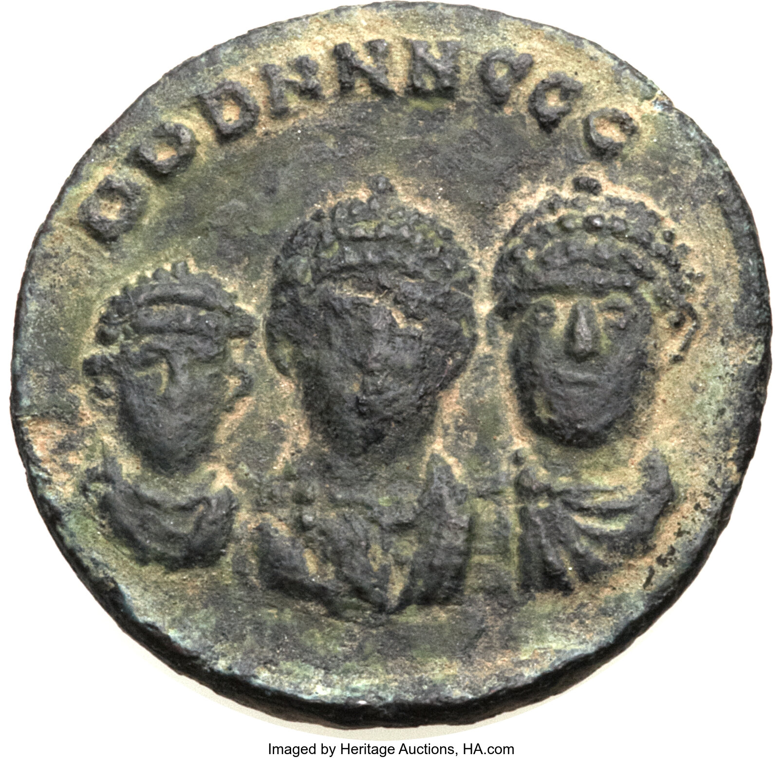 Ancients Theodosius I Ad 379 395 With Arcadius And Honorius Ae Lot Heritage Auctions