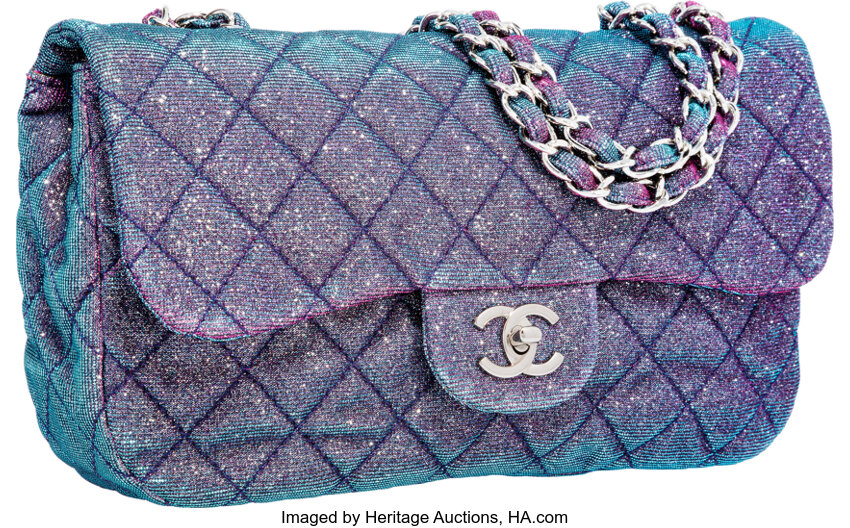 Two beautiful Chanel bags, modelled - Lilac Blue London