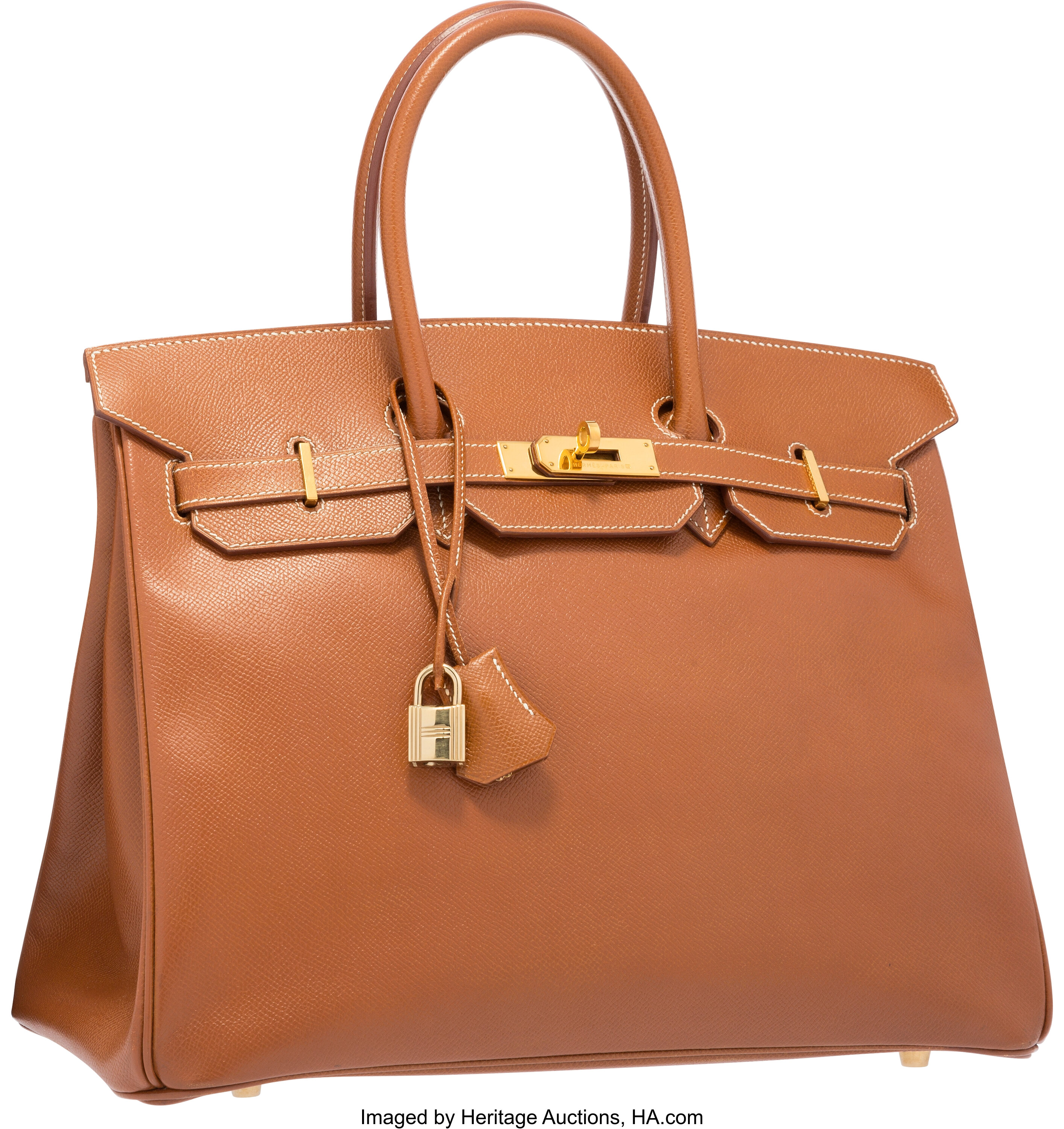 Hermes 32cm Havane Evergrain Leather Gold Hardware HAC Birkin Bag