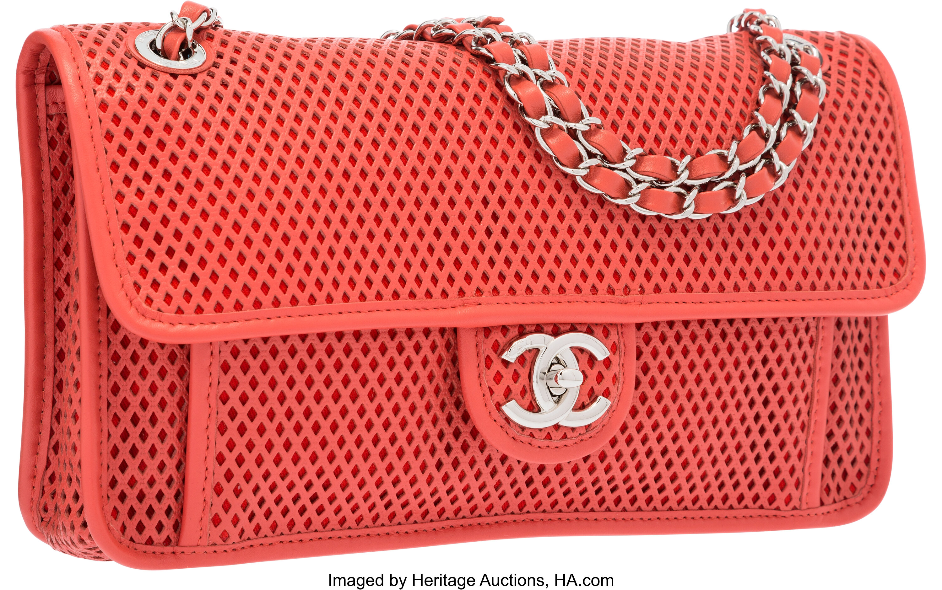Chanel Red Perforated Lambskin Leather Up in the Air Flap Bag with