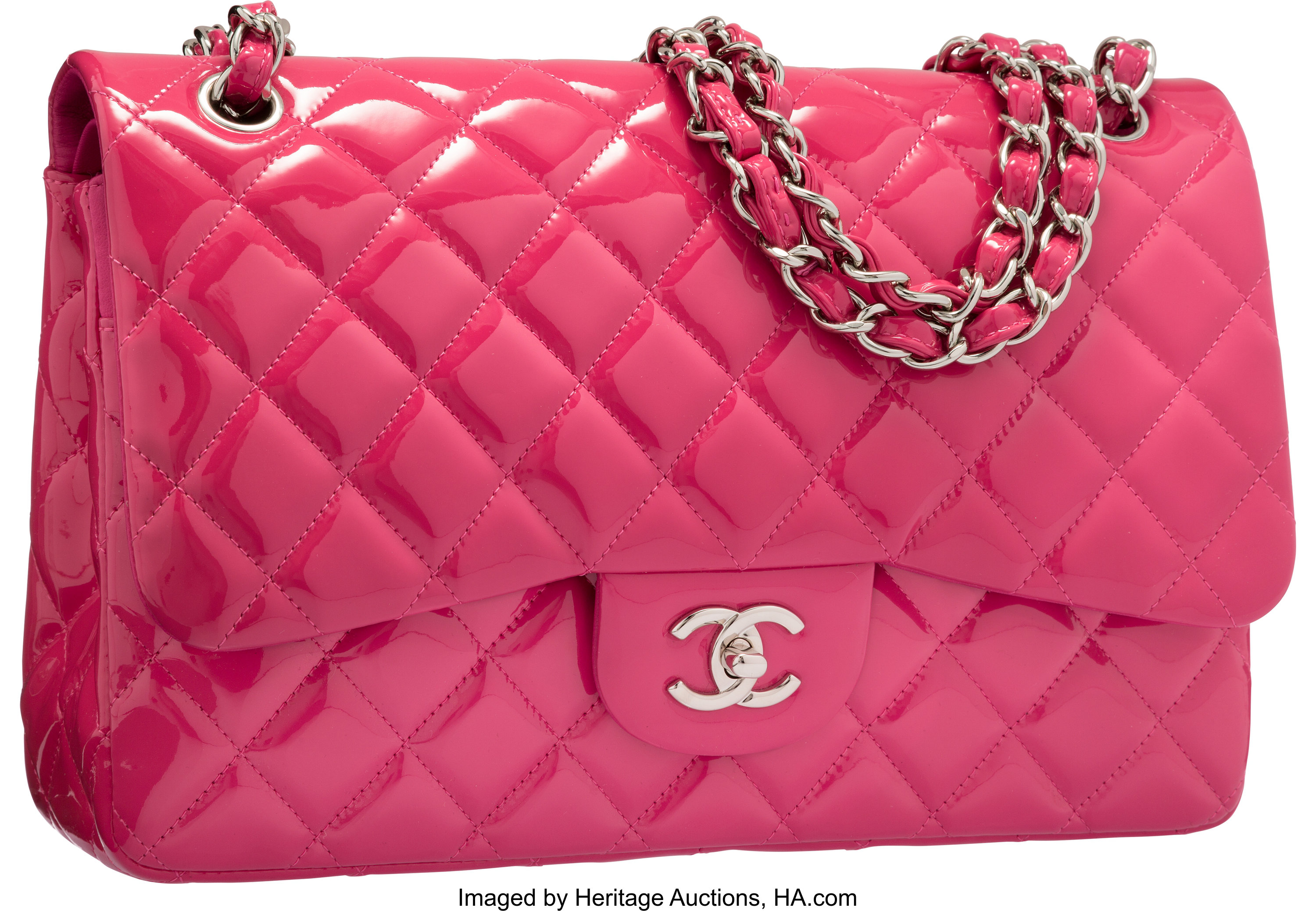 Chanel Pink Quilted Lambskin Leather Heart Valentine Medium Flap, Lot  #58006