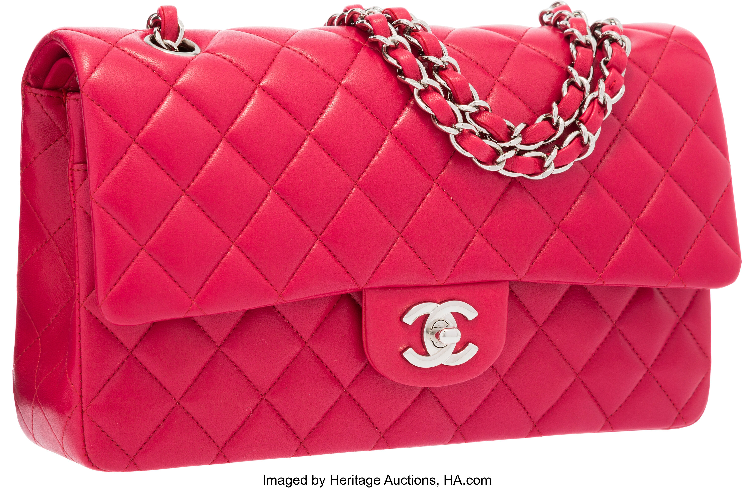 Chanel Classic Lambskin Double Flap Quilted Medium size Fuchsia