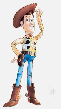 Toy Story - Sheriff Woody Illustration by Scott Rosma (Walt | Lot ...