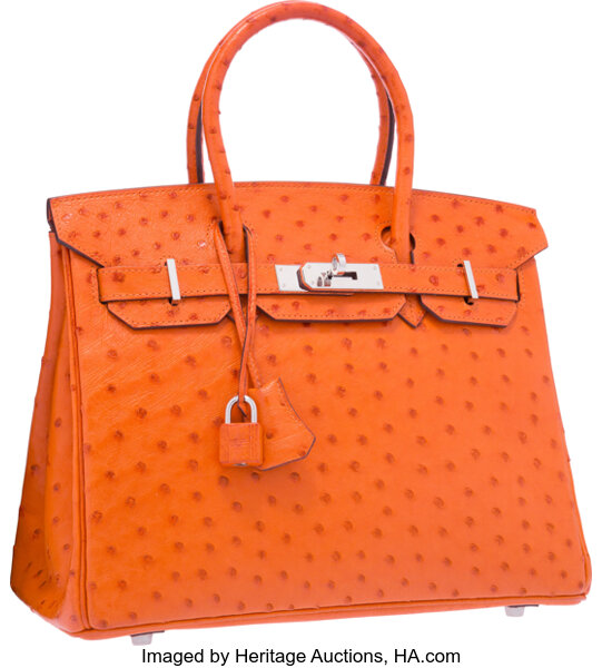 Hermes Kelly Bag Ostrich Leather Gold Hardware In Orange