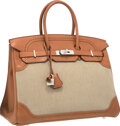 Hermes Birkin 30 Bag Toile / Barenia Leather Palladium w