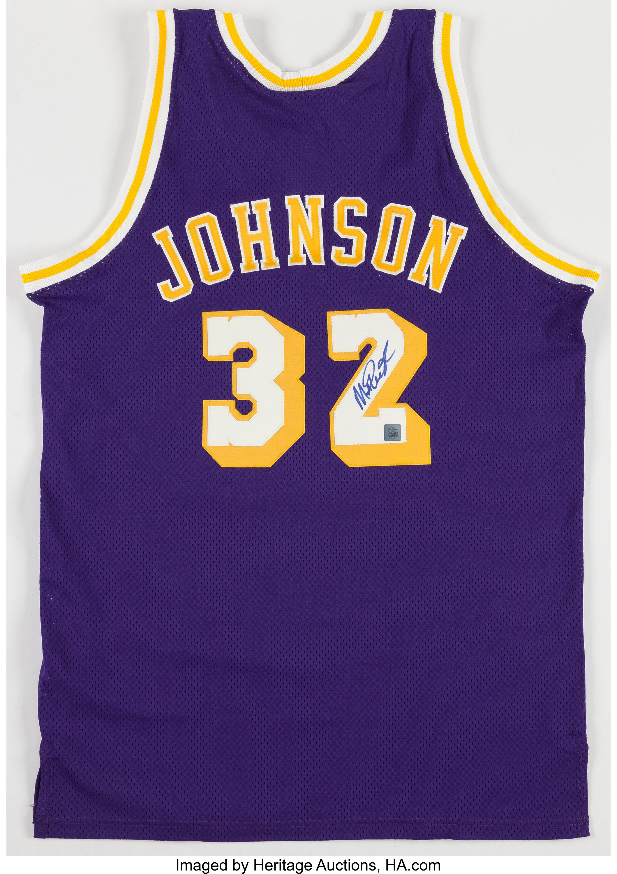 Magic Johnson Signed Los Angeles Lakers Magic Purple Jersey